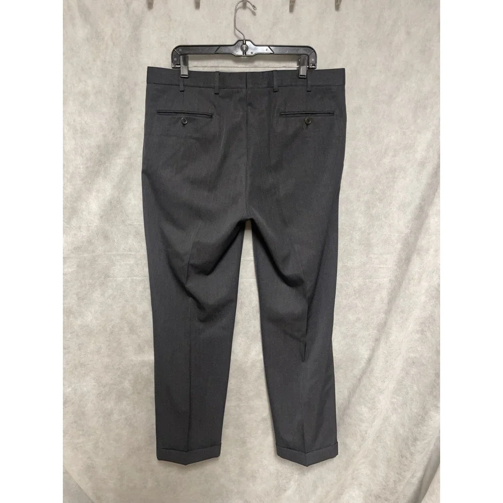 Brooks Brothers Pants Men 37x31 Gray Wool Madison Academia Cuffed Pleated Luxury